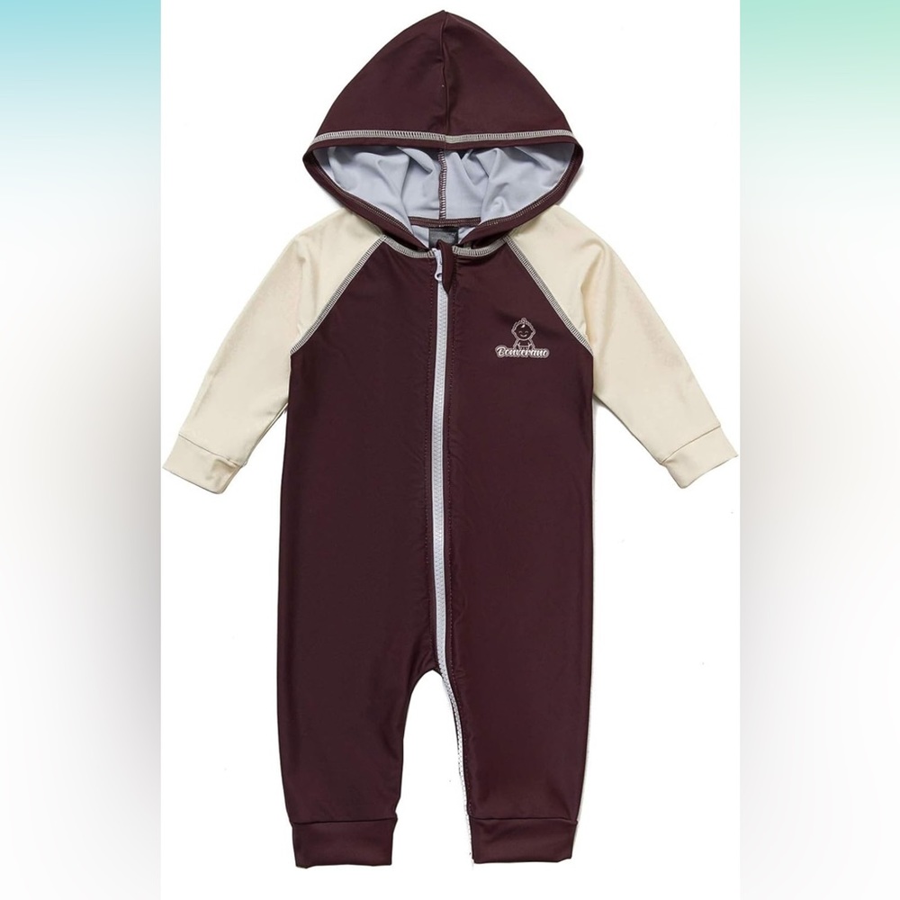 Baby Boy One-Piece Hooded Swimsuit Long Sleeve UPF 50+ Sun Protection Sunsuit